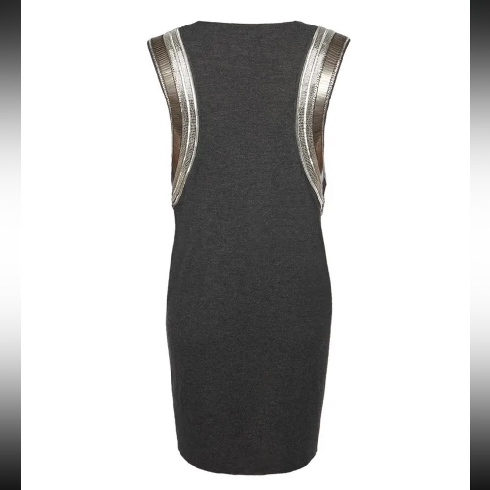 AllSaints Siri Hand Embellished Vest Mini Dress Charcoal Grey UK Size 12 New - Picture 2 of 10